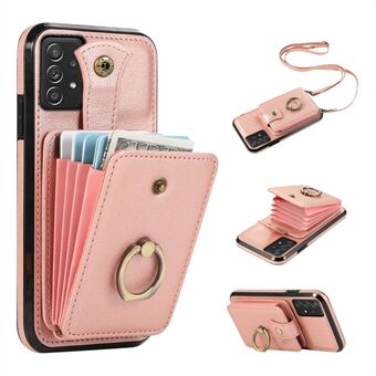 For Samsung Galaxy A52 4G / A52s 5G / A52 5G Case Kortholder PU-Lærtelefondeksel med Stativ.