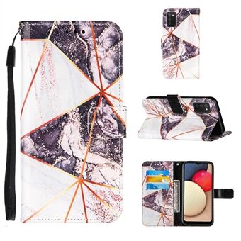 Spleising Marble mønster lommebok Stand design TPU + PU Leather Case for Samsung Galaxy A02s (EU Version)