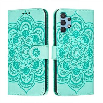 Imprint Mandala Flower Stand for Samsung Galaxy A32 4G (EU-versjon) lærveske