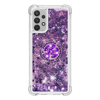 Glitter Liquid Sparkle Flytende Shiny Quicksand Ring Stativ Klart, mykt TPU-deksel for Samsung Galaxy A32 4G (EU-versjon)