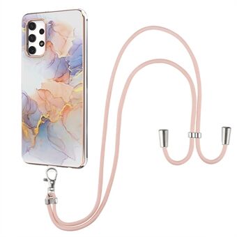 IMD IML Marmor- og blomstermønster mykt TPU-telefondeksel for Samsung Galaxy A32 4G (EU-versjon)