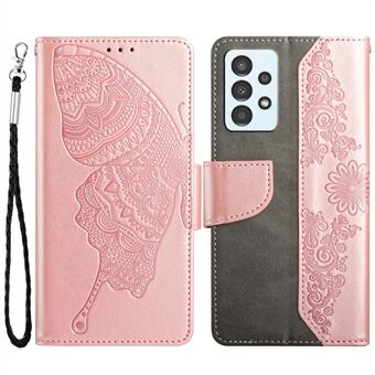 Støtsikkert lommeboktelefondeksel for Samsung Galaxy A32 4G (EU-versjon) Scratch folio-flipdeksel Butterfly-blomstert telefonbeskytter med Stand