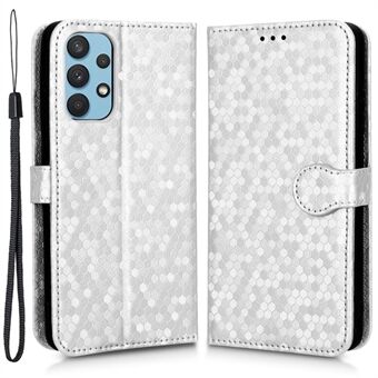 For Samsung Galaxy A32 4G (EU-versjon) PU-skinn flip-telefondeksel Stand påtrykt lommebok visningsstativ Magnetisk telefonveske med stropp