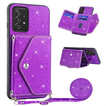 For Samsung Galaxy A32 4G (EU-versjon) Kickstand-kortholder Telefonveske PU-skinn+TPU Støvtett telefonskall