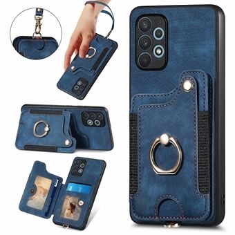 For Samsung Galaxy A32 4G (EU-versjon) RFID-blokkeringskortholder Telefondeksel PU-skinn+PC+TPU Kickstand Anti-drop-deksel