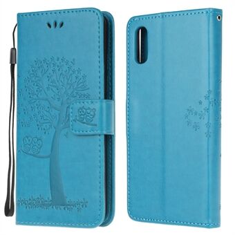 Ugle- og tremønsterutskriftsdesign Lommeboktelefondeksel for Samsung Galaxy Xcover 5