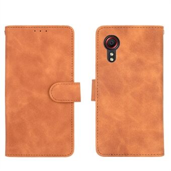 Skin-touch Folio Flip Leather Protective Shell Lommebokstativ Stand for Samsung Galaxy Xcover 5