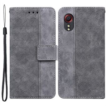 For Samsung Galaxy Xcover 5 PU-skinndeksel + indre TPU-veske Geometri påtrykt Stand Telefonskall