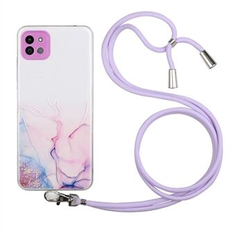 Marmormønster justerbar snordesign Myk TPU-telefondekselveske for Samsung Galaxy A22 5G (EU-versjon)