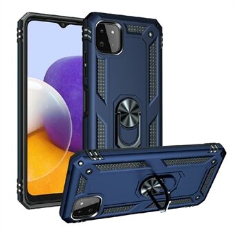 Støtdempende PC + TPU Combo Hybrid Phone Shell med Ring Stativ for Samsung Galaxy A22 5G (EU-versjon)