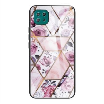 Marmormønster herdet glass + TPU-telefondeksel for Galaxy A22 5G (EU-versjon)