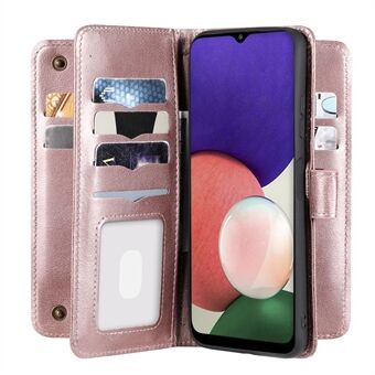 For Samsung Galaxy A22 5G (EU-versjon) KT Multi-functional Series-1 Magnetic Folio Full-body Protective Wallet PU Lær telefonveske med KT Multi-functional Series-1 10 kortspor