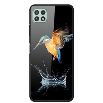 Premium herdet glass stilig mønsterutskriftsdesign PC + TPU Hybrid-telefondeksel for Samsung Galaxy A22 5G (EU-versjon)