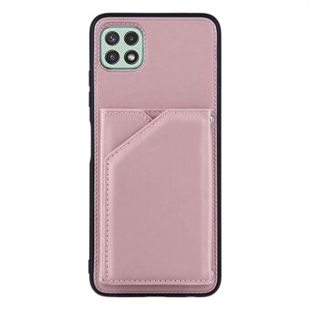 Skin-touch Feel Lærbelagt Kickstand telefonveske med kortholder for Samsung Galaxy A22 5G (EU-versjon)