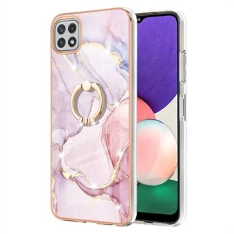 Hemming Design Elektroplettering Fleksibelt TPU-deksel IML IMD Marble Pattern Telefonveske med Kickstand for Samsung Galaxy A22 5G (EU-versjon)