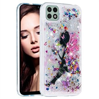 Anti- Scratch telefondeksel Glitter Quicksand TPU-mønsterutskrift telefondeksel for Samsung Galaxy A22 5G (EU-versjon)