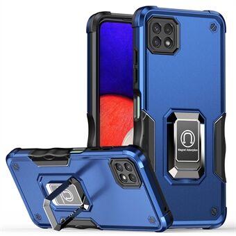 For Samsung Galaxy A22 5G (EU-versjon) Hybrid Hard PC Myk TPU Støtsikker beskyttelsesveske med Ring Car Mount Stativ