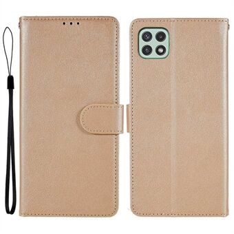 For Samsung Galaxy A22 5G (EU-versjon) Folio PU-skinnlommebok Anti-støv slank mobiltelefonveske med snor