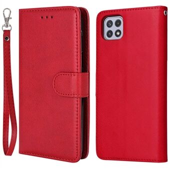 For Samsung Galaxy A22 5G (EU-versjon) KT Leather Series-3 ensfarget PU-skinnveske Avtakbar 2-i-1 telefonstativ Stand med stropp