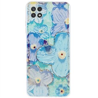 For Samsung Galaxy A22 5G (EU-versjon) Slitasjebestandig epoksy-rhinestone-dekor TPU-deksel IMD-blomstermønster, fallsikkert telefondeksel