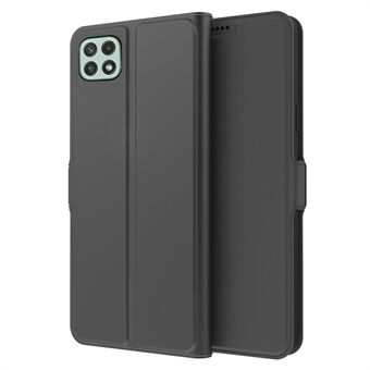 For Samsung Galaxy A22 5G (EU-versjon) Telefondeksel med dobbel magnetlås Stand TPU + PU-skinn Anti- Scratch Folio Flip-telefondeksel med kortspor