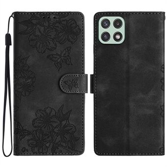 For Samsung Galaxy A22 5G (EU-versjon) Deksel med Sakura Butterfly-mønster, Anti-Ripeskinn Telefonomslag.