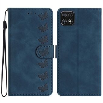 For Samsung Galaxy A22 5G (EU-versjon) PU-skinnstativ Stand telefonveske Butterfly-påtrykt fallsikkert deksel