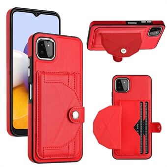 YB Leather Coating Series-4 Kickstand-deksel for Samsung Galaxy A22 5G (EU-versjon) kortholder PU-skinn+TPU-telefondeksel