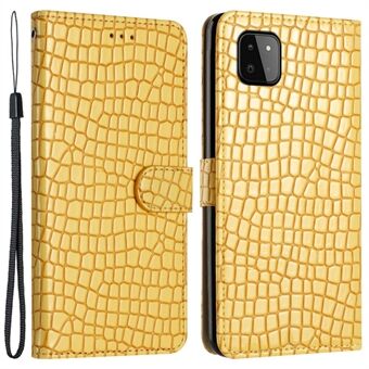 For Samsung Galaxy A22 5G (EU-versjon) Lærlommebok telefonveske Crocodile Texture Stand Flip Cover med stropp