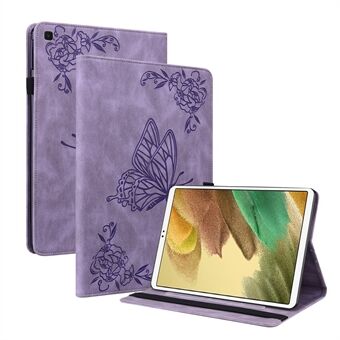 Påtrykt sommerfuglblomst PU-skinnkortspor Multi-vinkel Stand med elastisk bånd for Samsung Galaxy Tab A7 Lite 8,7-tommers