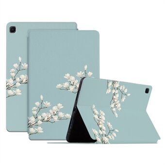 For Samsung Galaxy Tab A7 Lite 8,7-tommers støtsikker veske med Stand med blomstermønster trykt PU-skinnbukt