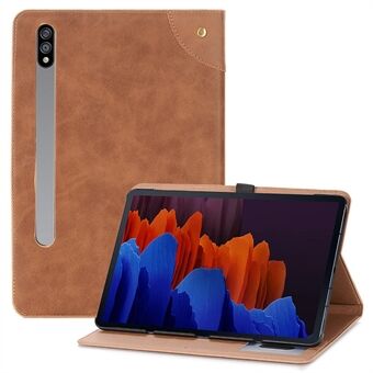 For Samsung Galaxy Tab S7 Plus/S8+/S7 FE 12,4 tommers beskyttende Retro Folio Flip-deksel Scratch støtsikker nettbrettetui med Stand/kortspor Støtte automatisk vekking/søvn