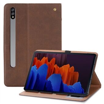 For Samsung Galaxy Tab S7 Plus/S8+/S7 FE 12,4 tommers beskyttende Retro Folio Flip-deksel Scratch støtsikker nettbrettetui med Stand/kortspor Støtte automatisk vekking/søvn