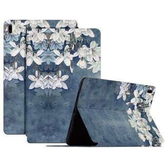 For Samsung Galaxy Tab S7 FE / S7 Plus SM-T970 / S8 Plus All-around beskyttelse Blomstermønster trykt nettbrettetui Anti-fall skinn + TPU-deksel med Stand