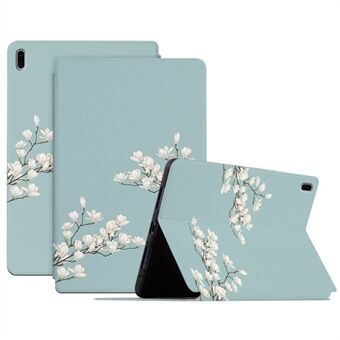 For Samsung Galaxy Tab S7 FE / S7 Plus SM-T970 / S8 Plus All-around beskyttelse Blomstermønster trykt nettbrettetui Anti-fall skinn + TPU-deksel med Stand