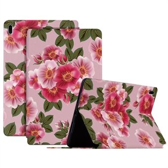 For Samsung Galaxy Tab S7 FE / S7 Plus SM-T970 / S8 Plus All-around beskyttelse Blomstermønster trykt nettbrettetui Anti-fall skinn + TPU-deksel med Stand