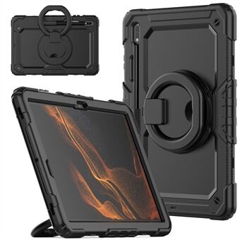 For Samsung Galaxy Tab S8+ / Tab S7 Plus T970 / T975 (2020) / Tab S7 FE (2021) Anti-Drop Tablet Case Hard PC + Silikonveske med skulderstropp / Stativ