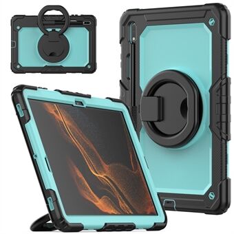 For Samsung Galaxy Tab S8+ / Tab S7 Plus T970 / T975 (2020) / Tab S7 FE (2021) Anti-Drop Tablet Case Hard PC + Silikonveske med skulderstropp / Stativ