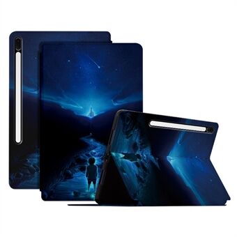 For Samsung Galaxy Tab S7 FE / Tab S7 Plus / Tab S8+ veskemønsterutskrift PU-skinndeksel med Stand