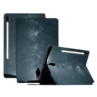 For Samsung Galaxy Tab S7 FE / Tab S7 Plus / Tab S8+ veskemønsterutskrift PU-skinndeksel med Stand