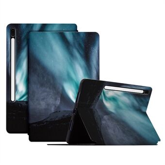 For Samsung Galaxy Tab S7 FE / Tab S7 Plus / Tab S8+ veskemønsterutskrift PU Leather Flip Cove med Stand