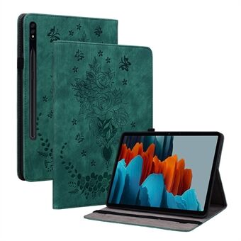 For Samsung Galaxy Tab S7+ / S7 FE / S8+ påtrykt deksel med penneholder PU-skinnstativ Stand