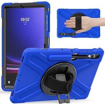 For Samsung Galaxy Tab S7+ / S8+ / S9+ / S7 FE Håndleddsrem Tablet-etui Antiripe PC+Silikon Stativdeksel