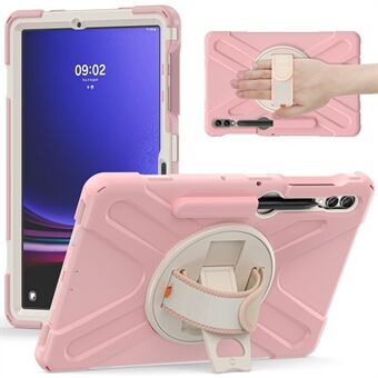 For Samsung Galaxy Tab S7+ / S8+ / S9+ / S7 FE håndleddstropp Tablet-etui Anti-riper PC+Silikon Støtteben Deksel