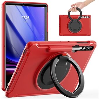 For Samsung Galaxy Tab S7+ T970 / Tab S7 FE T730 / Tab S8+ X800 / Tab S9+ X810 Etui i PC+TPU med roterende stativ for nettbrett med pennholder.