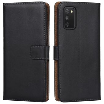 For Samsung Galaxy A03s (166.5 x 75.98 x 9.14mm) Genuine Leather Wallet Case Folio Flip Stand Phone Cover