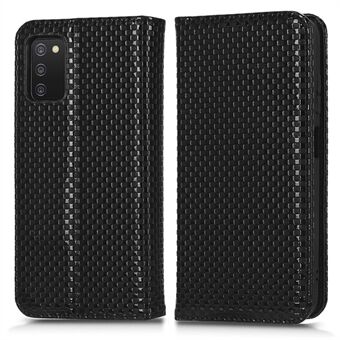 For Samsung Galaxy A03s (166.5 x 75.98 x 9.14mm) Gridtekstur PU-lær Stand-deksel Magnetisk auto-absorberende full beskyttelse mobiltelefon lommebok-deksel