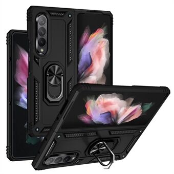 Ring Kickstand Design Anti-fall PC + TPU + Metal Hybrid Phone Cover Shell for Samsung Galaxy Z Fold3 5G