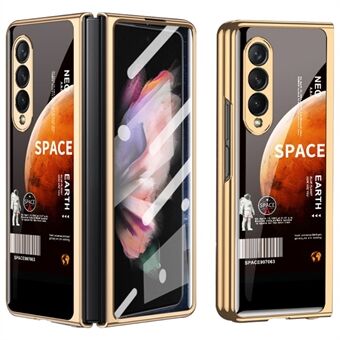 Space Pattern Printing Anti- Scratch PC alt-i-ett-deksel med 9H herdet glass skjermbeskytter for Samsung Galaxy Z Fold3 5G