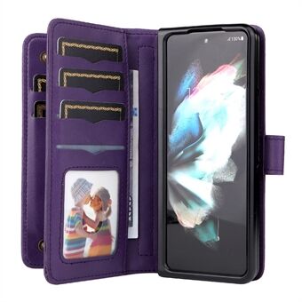 For Samsung Galaxy Z Fold3 5G KT Multi-funksjonell Series-1 Fall-motstandsdyktig 10 kortspor Design Sammenleggbart Stand Skinn Telefondeksel Lommebokskall